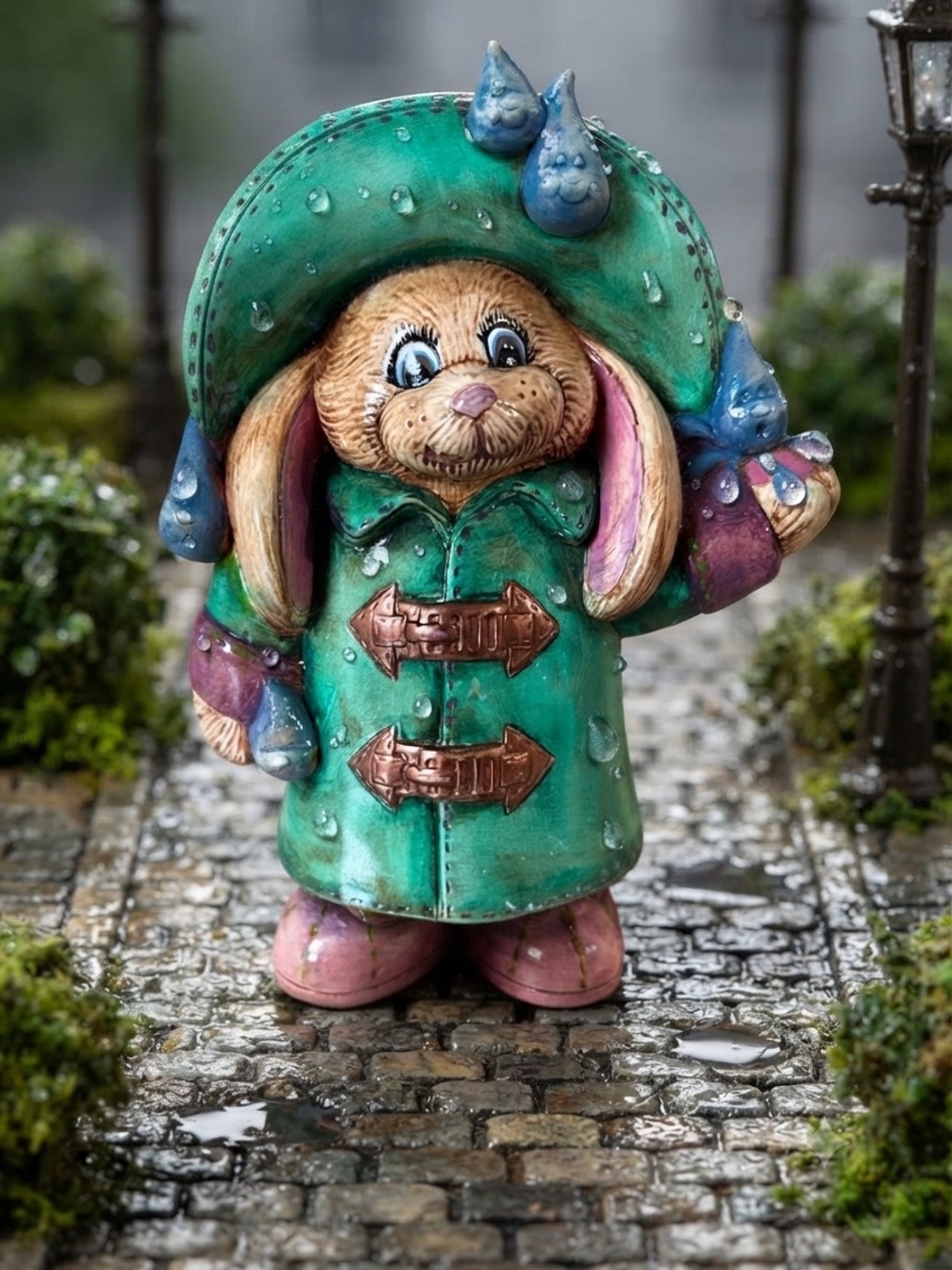 1970 Vintage Raindrop Puddle Bunny-Charming Home Accent